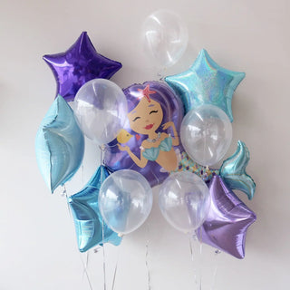 Mermaid Designer Light Blue & Purple Foil Balloon Bouquet