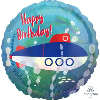 Anagram | Iridescent Submarine Birthday Foil Balloon | Under The Sea Party Theme  & Supplies