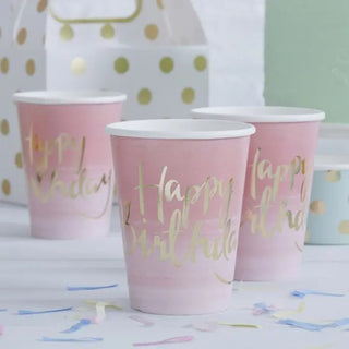 Pink Ombre Happy Birthday | Ginger Ray Cups