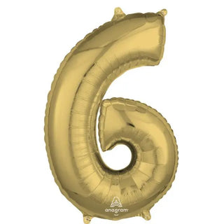 Anagram White Gold Mid-Size Number Foil Balloon - 6