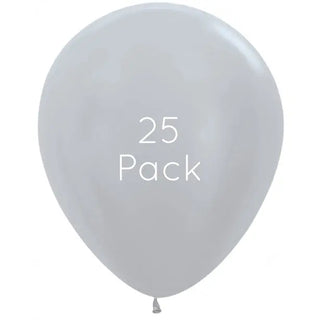 46cm Satin Pearl Silver Giant Balloons - 25 Pkt