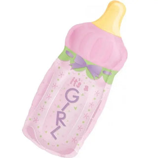 Baby Bottle It's a Girl SuperShape Foil Balloon | Baby Shower Party Theme & Supplies | Anagram