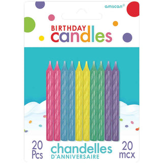 Amscan | Pastel Spiral Candles - 20 Pkt | Pastel Birthday Candles NZ