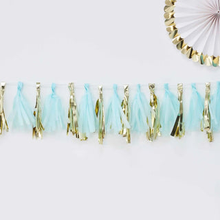 Ginger Ray Oh Baby! Blue & Gold Tassel Garland | Baby Shower Party Theme & Supplies