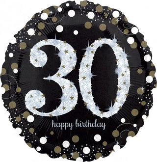 Happy 30th Birthday Foil Balloon | 30th Party | 30th Balloon | Gold Sparkle Balloon