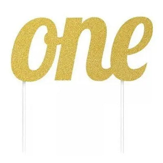 Gold One Cake Topper | 1st Birthday Party Supplies