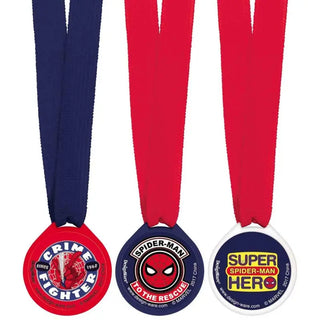 Spiderman Webbed Medals - Pack of 12 | Spiderman Party Theme & Supplies | Amscan