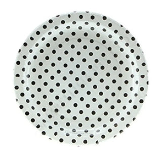 Sambellina White with Black Polka Dot Plates - Dinner | Polka Dot Party Theme & Supplies