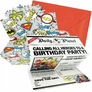 Justice League Heroes Unite Invitations | Justice Party Supplies