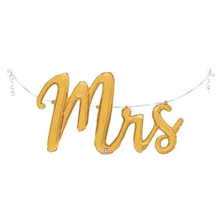 Betallic | mrs gold script foil balloon banner | wedding party supplies nz