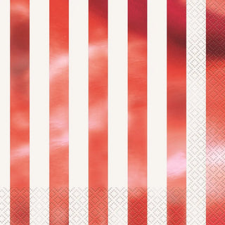 Metallic Red & White Stripe Napkins | Christmas Party Supplies NZ