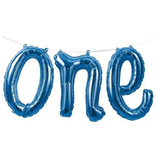Blue One Foil Balloon Banner | 1st Birthday Party Supplies