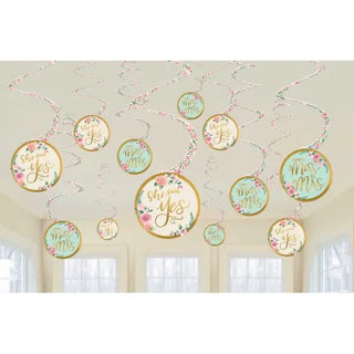 Amscan | mint to be hanging swirl decorations | bridal shower party supplies