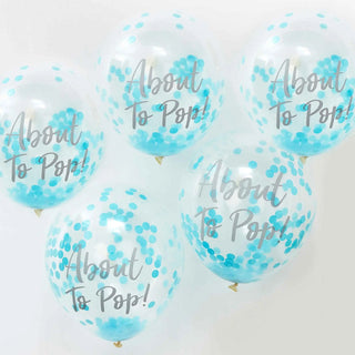 Ginger Ray Oh Baby! About to Pop Blue Confetti Balloons | Baby Shower Party Theme & Supplies
