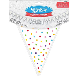 Rainbow Polka Dots Pennant Banner | Rainbow Party Supplies NZ