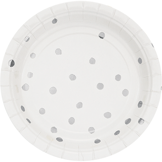 White and Silver Party Supplies | Polka Dot Party | Lunch Plates