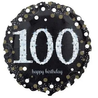 Anagram | Sparkling Black 100th Foil Balloon 