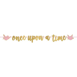 Disney Princess Once Upon A Time Glittered Banner | Disney Princess Party Supplies NZ