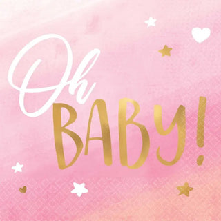 Pink Oh Baby Napkins | Baby Shower Supplies | Gender Reveal Supplies