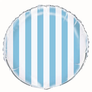 Unique | Pale blue and white striped 18 "foil balloon | Boys 1st birthday party supplies