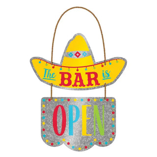 Fiesta The Bar is Open Hanging Sign | Mexican Fiesta Supplies NZ