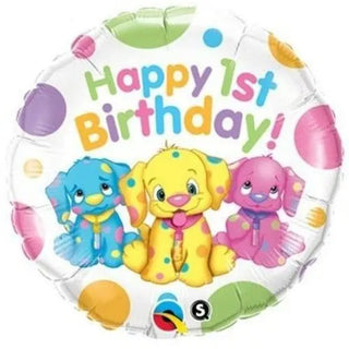 Happy 1st Birthday Puppies Foil Balloon | 1st Birthday Party Theme & Supplies | Qualatex