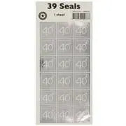 Silver 40th Stickers | 40th Birthday Party Supplies