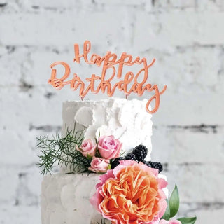 Rose Gold Happy Birthday Cake Topper | Rose Gold Party Supplies