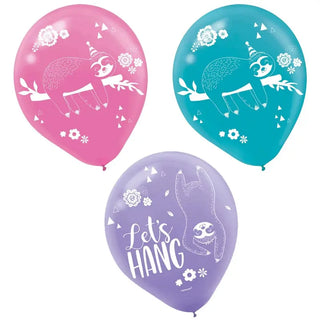 Amscan | sloth balloons pack of 6 | sloth party supplies NZ