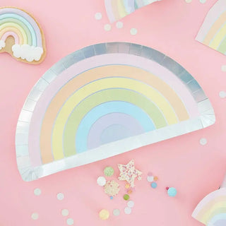 Ginger Ray | pastel party rainbow plates | rainbow party supplies