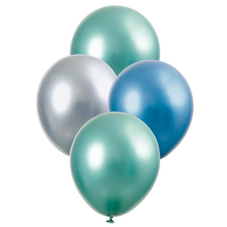 Metallic Blue Green & Silver Balloons