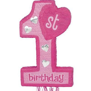 Pink 1st Birthday Pinata | Girl's 1st Birthday Party Supplies