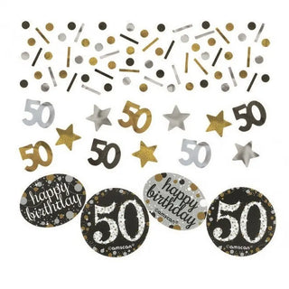 Amscan | Sparkling Black Confetti - 50th | 50th Party Theme & Supplies