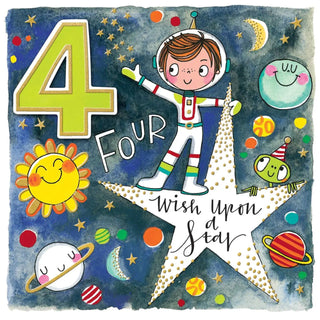 Rachel Ellen | Astronaut 4th Birthday Card | Space Party Supplies NZ