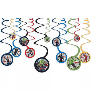 Marvel Avengers Power Unite Hanging Swirl Decorations | Avengers Party Theme & Supplies | Amscan