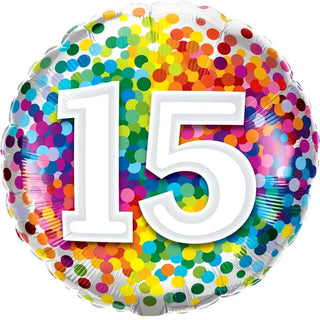 Rainbow Confetti 15th Birthday Balloon | 15th Birthday Decorations
