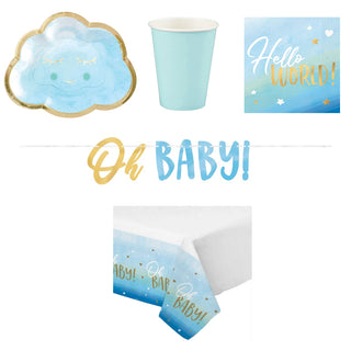 Oh Baby Boy Party Essentials - 46 Pieces - SAVE 10%