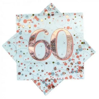 Rose Gold 60th Napkins | 60th Birthday Party Supplies