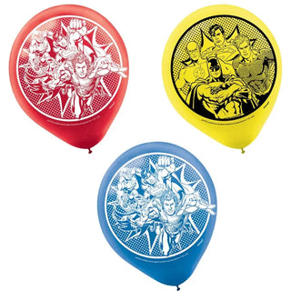 Amscan | Justice league heroes unite latex balloons pack of 6 | Justice League Party Supplies NZ