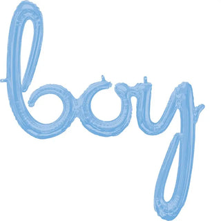 Foil Balloon Banner - Pastel Blue Boy | Baby Boy Shower Party Theme & Supplies |