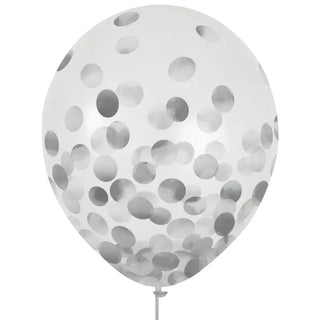 Silver Confetti Balloons - 6 Pkt