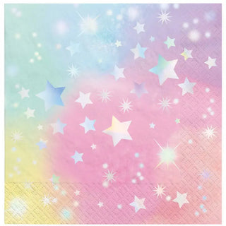 Amscan | luminous birthday iridescent lunch napkins | rainbow party supplies