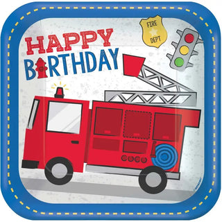 First Responders Fire Truck Plates | First Responders Party Supplies