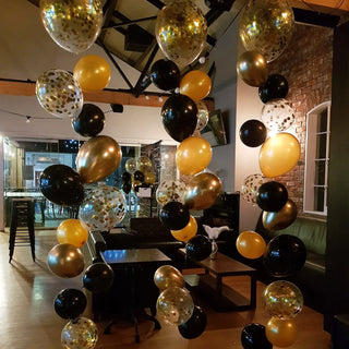 Gold & Black Raindrop Balloon Bouquet | Gold and Black Party Decorations