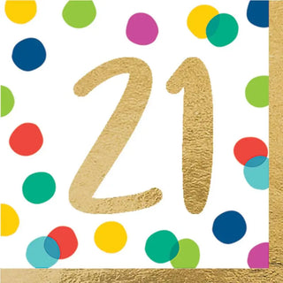 Rainbow 21st Birthday Napkins | 21st Birthday Party Supplies