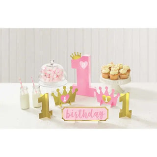 Amscan | pink 1st birthday table decorating kit | pink 1st birthday party supplies 