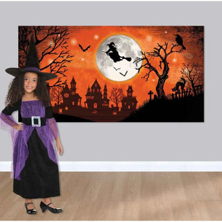 Halloween Classic Orange & Black Witch Scene Setter | Halloween Party Supplies NZ