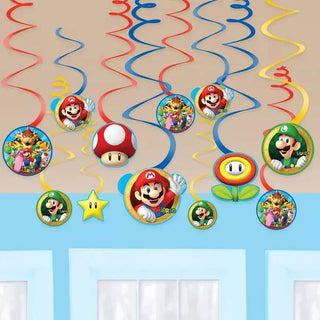 Super Mario Brothers Hanging Swirl Decorations | Super Mario Brothers Party Supplies NZ