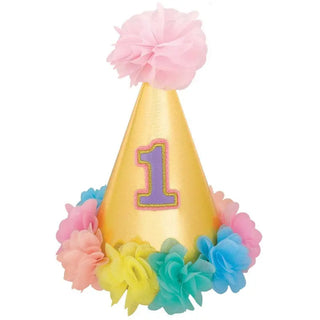 Pink & Gold 1st Birthday Party Hat | Girl's 1st Birthday Party Supplies