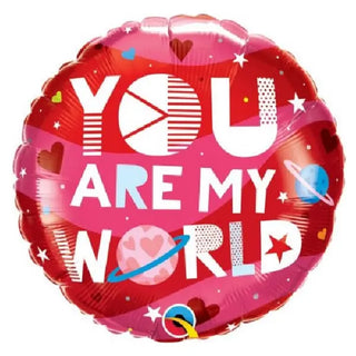 You are my World Foil Balloon | Valentines Theme & Party Supplies | Qualatex